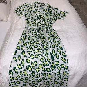 Anthropologie dress leopard green print